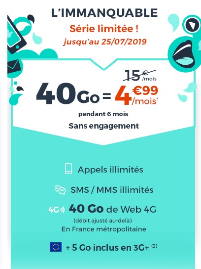 Cdiscount propose un forfait mobile 40 Go à 4,99 euros par mois