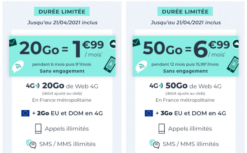 NRJ Mobile : Forfait 50 Go à 1,99 € par mois pendant 6 mois sans