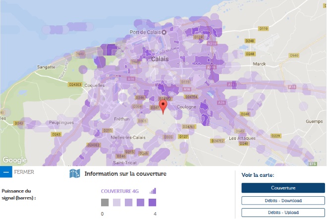 Couverture et débit 4G Free Mobile : Focus sur Calais