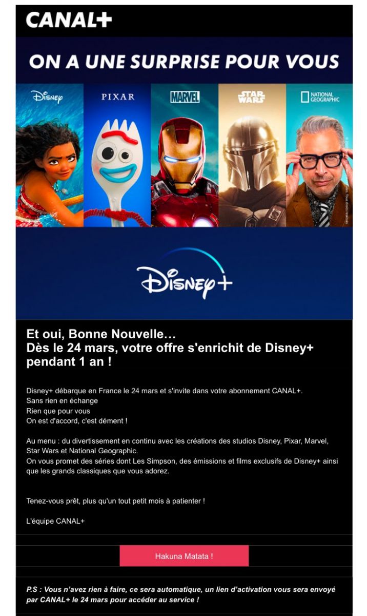 Canal+ offre Disney+ durant 1 an à ses abonnés