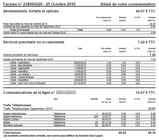 Free : Nouvelle version pour les factures des abonnÃ©s