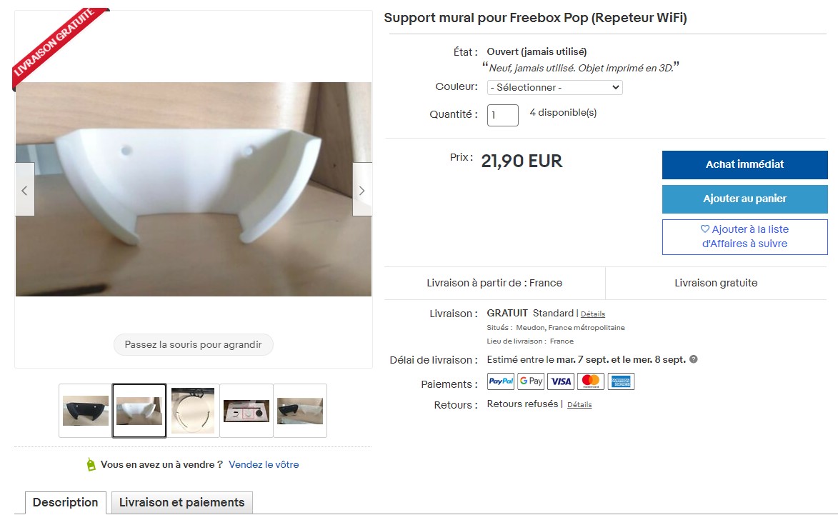 Support mural pour Freebox Pop (Repeteur WiFi)