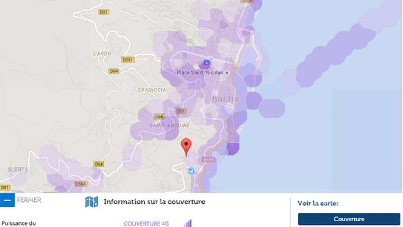 Couverture et débit 4G Free Mobile : Focus sur Bastia