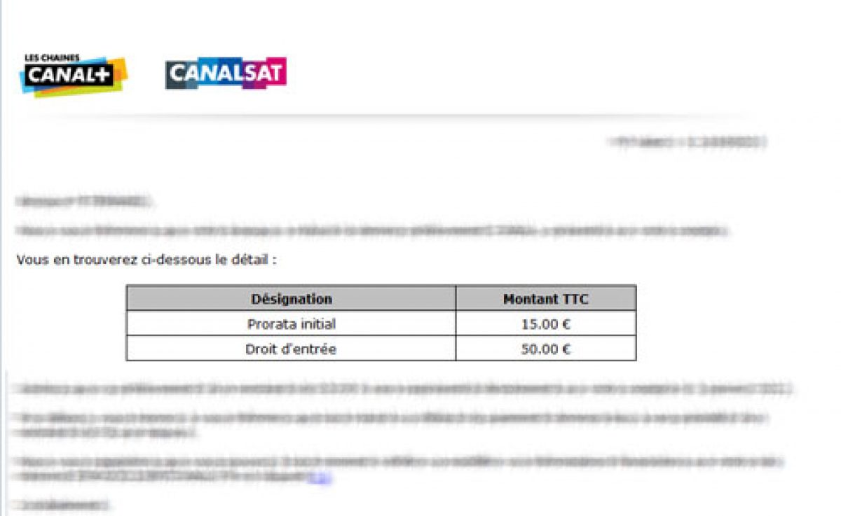 Canal+/Canalsat : Attention à la facturation des frais d’accès de 50 euros