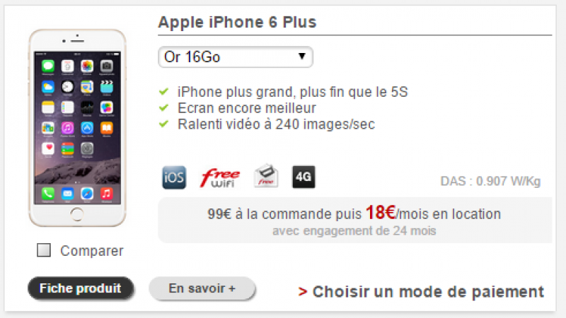 L’iPhone “6 Plus” disponible à la location chez  Free Mobile pour 18€/mois