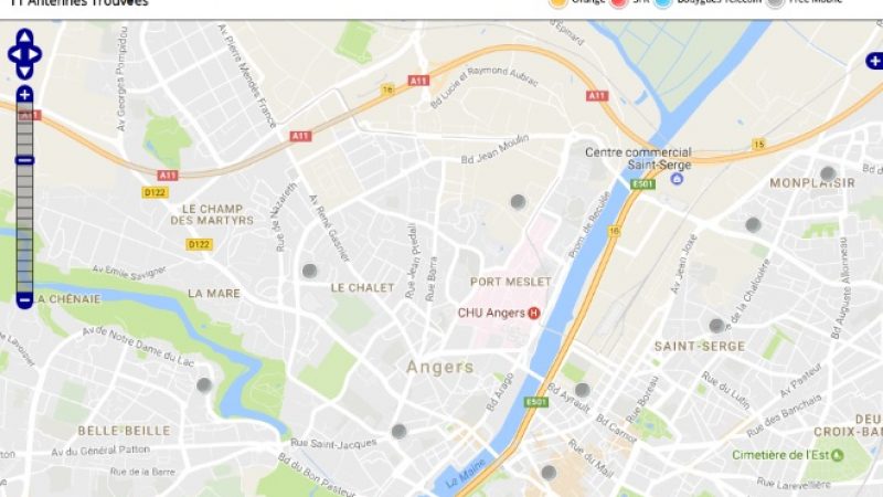 Découvrez la répartition des antennes mobiles Free 3G/4G sur Angers