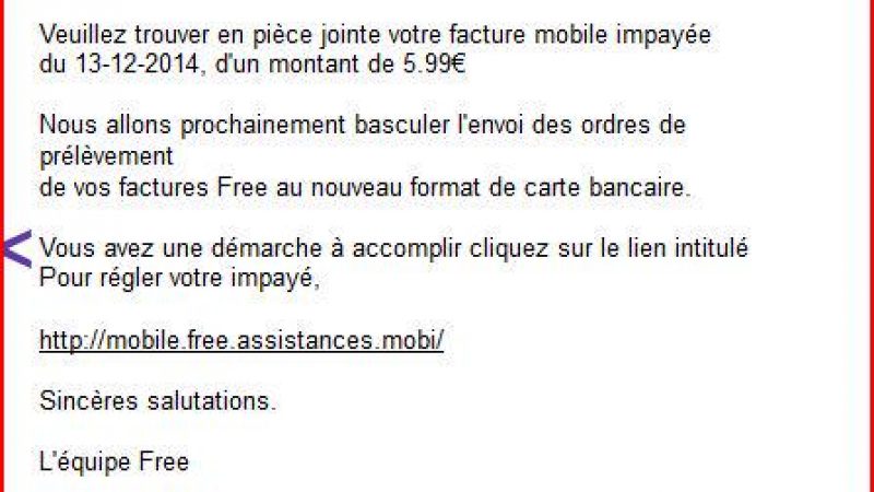 Attention aux mails frauduleux au nom de Free Mobile