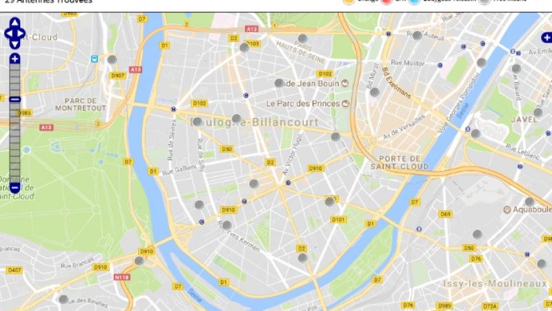 Découvrez la répartition des antennes mobiles Free 3G/4G sur Boulogne-Billancourt