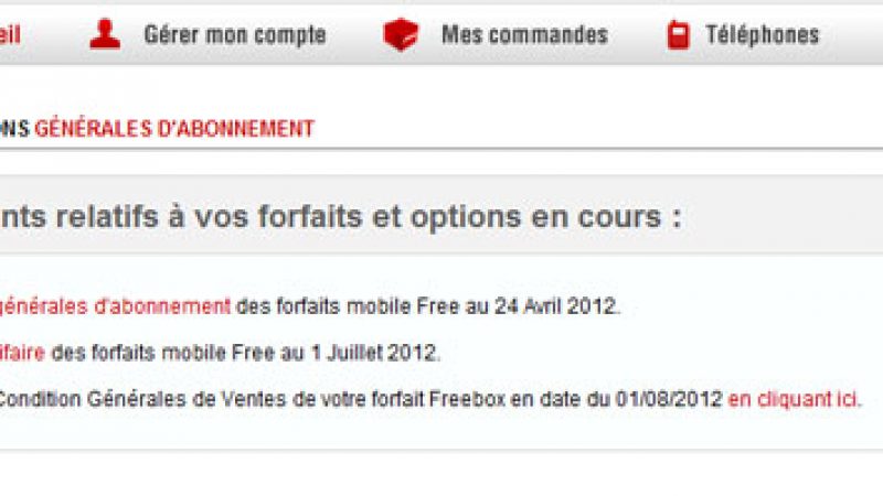 Nouveau sur l’interface abonné Free Mobile : Mes conditions générales d’abonnement