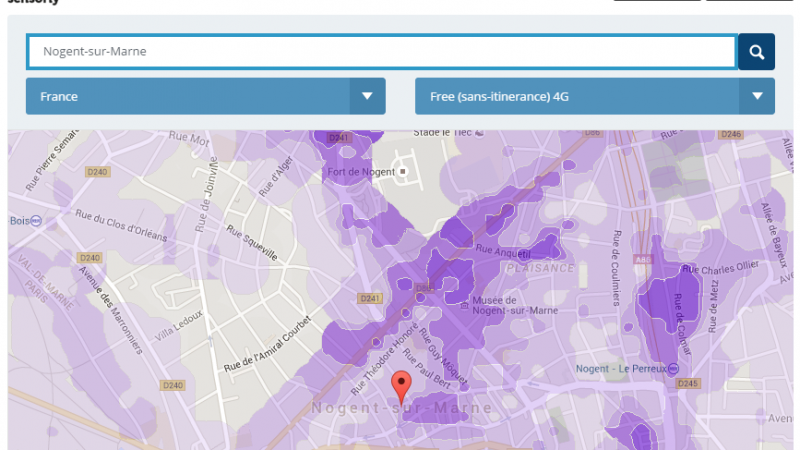 Couverture et débit 4G du réseau mobile de Free : Focus sur Nogent-sur-Marne