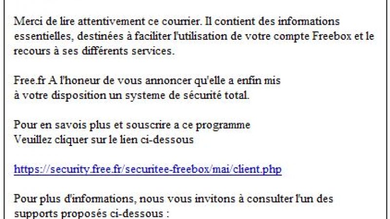 Nouvelle attaque phishing contre les Freenautes