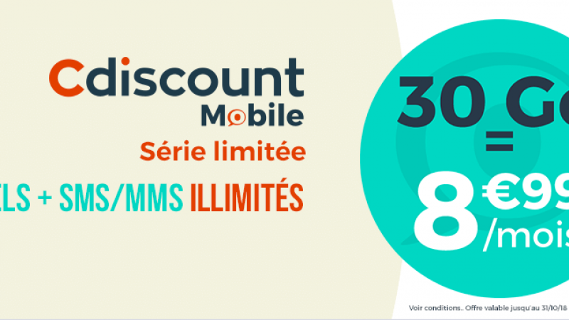 Cdiscount Mobile lance un nouveau forfait 30 Go à 8,99€ à vie