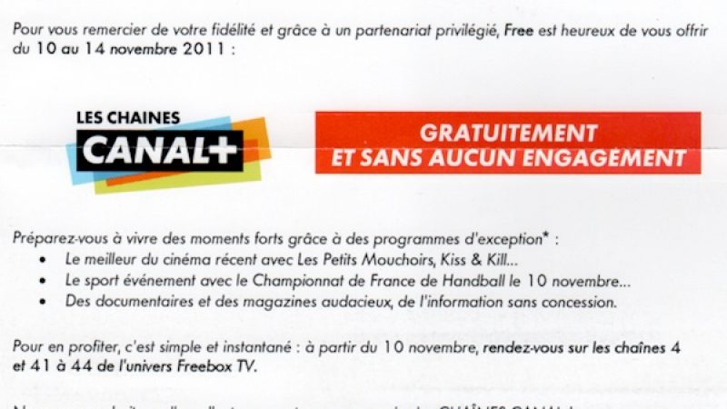 Free : Toutes les chaînes Canal+ gratuites à partir de jeudi et durant 5 jours