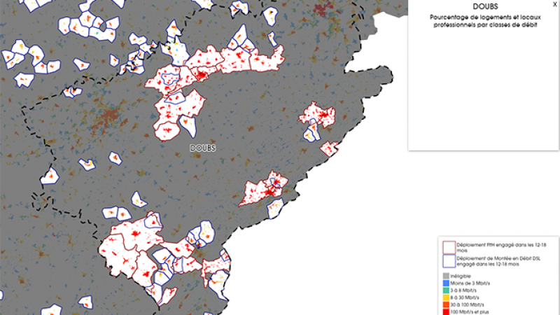 Découvrez la carte des déploiements très haut débit lancés dans le Doubs