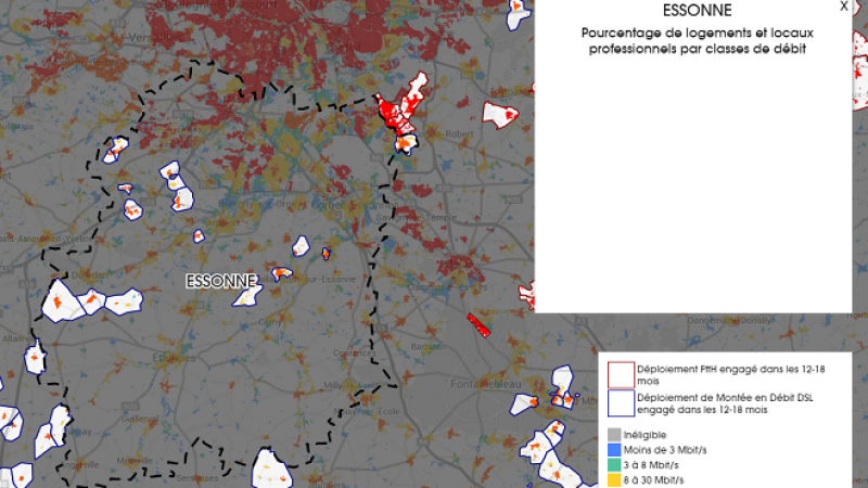 Découvrez la carte des déploiements Très Haut Débit engagés en Essonne