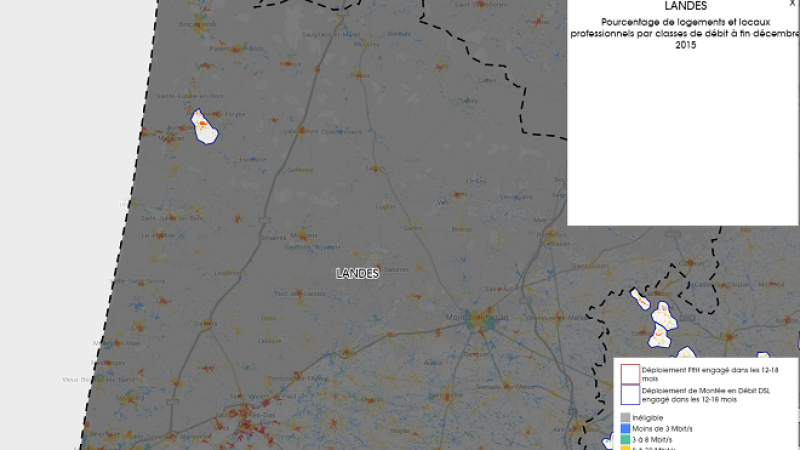 Découvrez la carte des déploiements très haut débit engagés dans les Landes