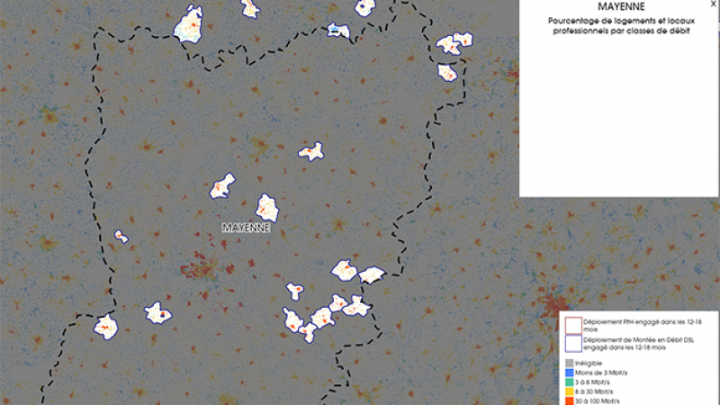 Découvrez la carte des déploiements très haut débit lancés dans la Mayenne