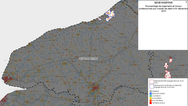 Découvrez la carte des déploiements très haut débit lancés dans la Seine Maritime