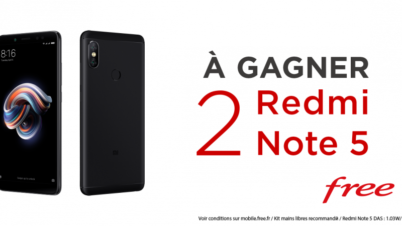 Free lance un nouveau jeu concours et fait gagner deux Xiaomi Redmi Note 5