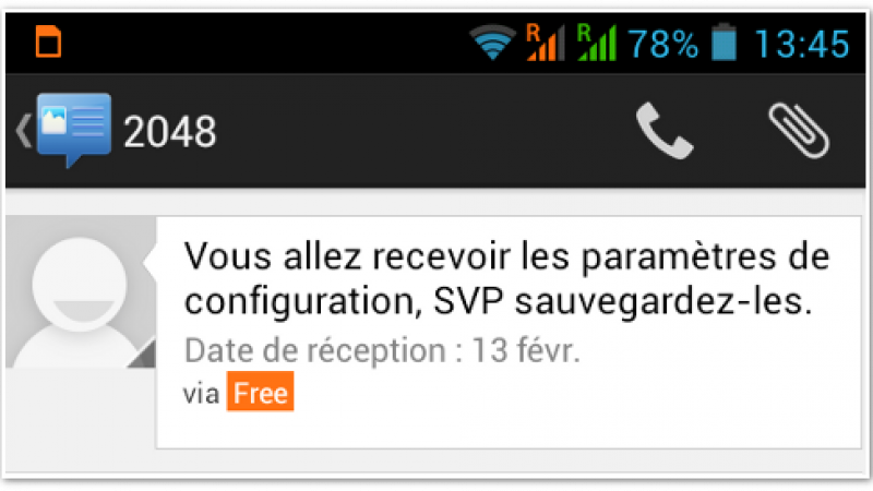 Free Mobile envoie par SMS de nouveaux paramètres de configuration