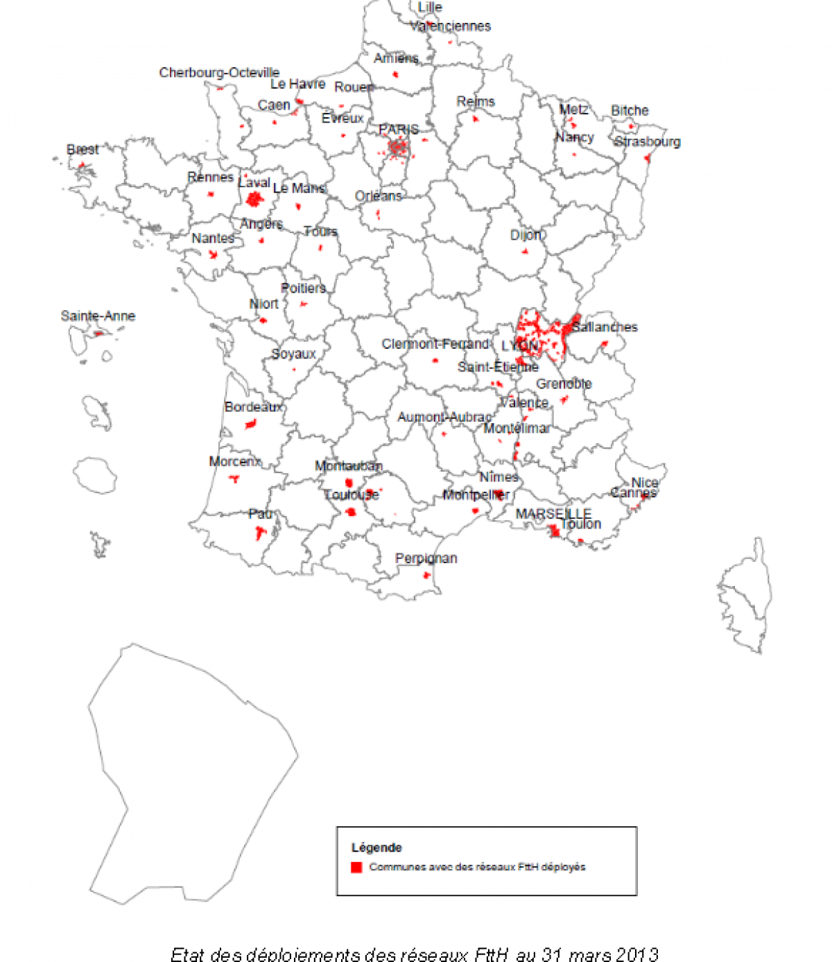 ARCEP : point  trimestriel sur le déploiement du très haut débit en France