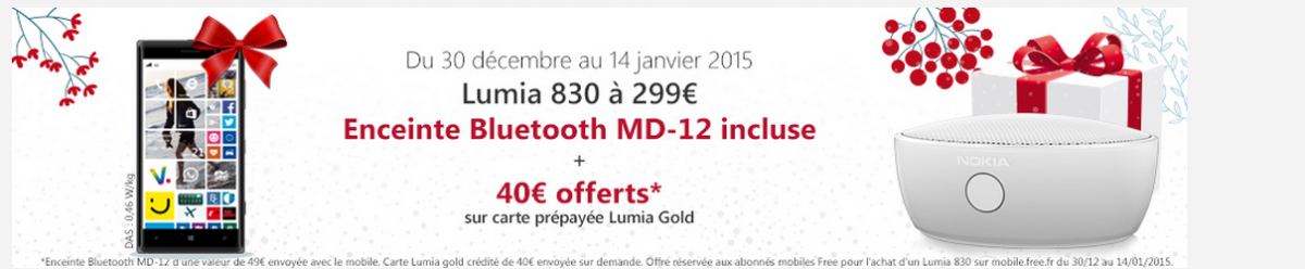 Free Mobile : une Enceinte Bluetooth offerte pour l’achat d’un Lumia 830