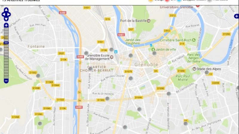 Découvrez la répartition des antennes mobiles Free 3G/4G sur Grenoble