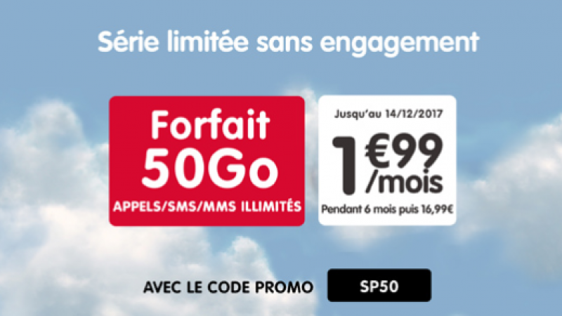 NRJ Mobile lance une offre “forfait 50 Go à 1,99€” sur Showroom Privé pendant 6 mois avec une modalité un peu particulière