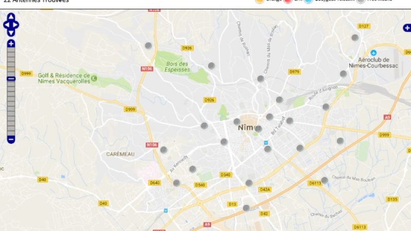 Découvrez la répartition des antennes mobiles Free 3G/4G sur Nîmes