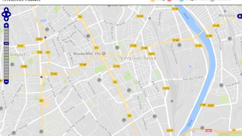 Découvrez la répartition des antennes mobiles Free 3G/4G sur Vitry-sur-Seine