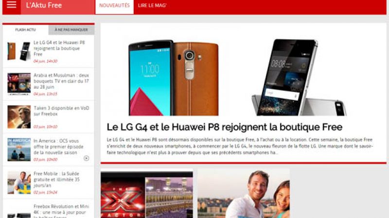 Free lance une rubrique consacrée à son actualité sur le portail Free.fr