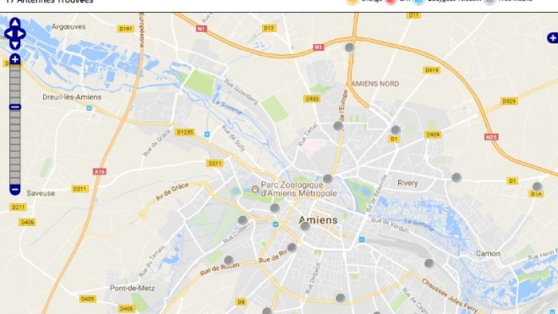 Découvrez la répartition des antennes mobiles Free 3G/4G sur Amiens