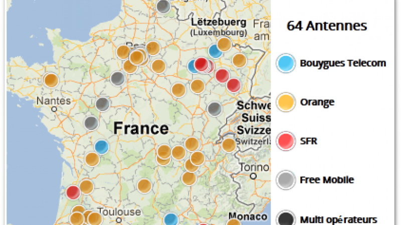 Free Mobile dispose de 2323 antennes mobiles