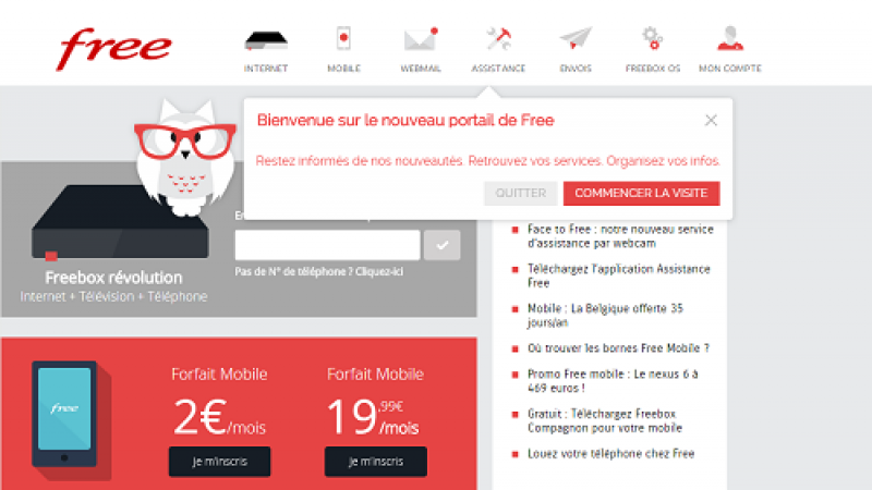 Un nouveau portail internet pour Free : en flat design et incluant de nouveaux services