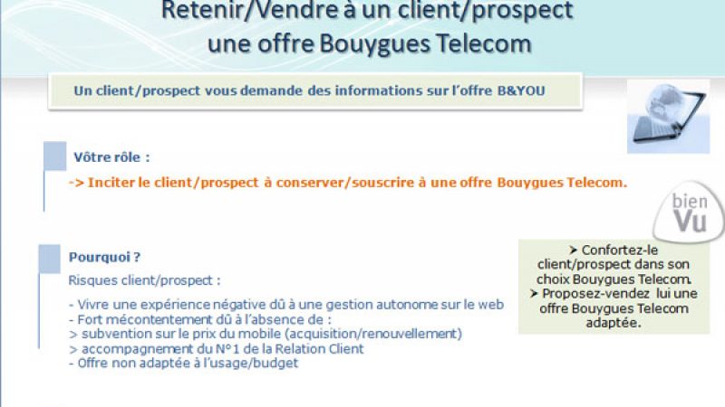 Bouygues Télécom demande à ses conseillers de ne pas recommander son offre B & You