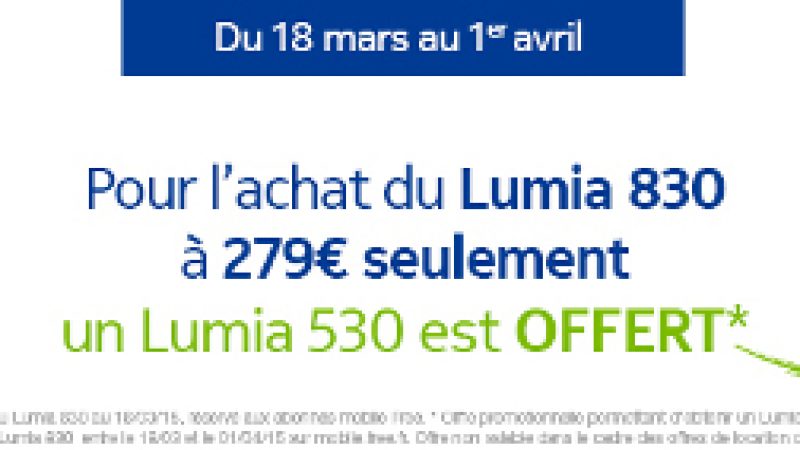 Pour l’achat d’un Lumia 830, un Lumia 530 est offert chez Free Mobile