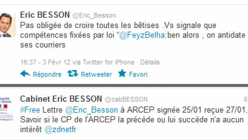 [MàJ] Réseau Free Mobile : Eric Besson a antidaté ses courriers pour devancer l’Arcep