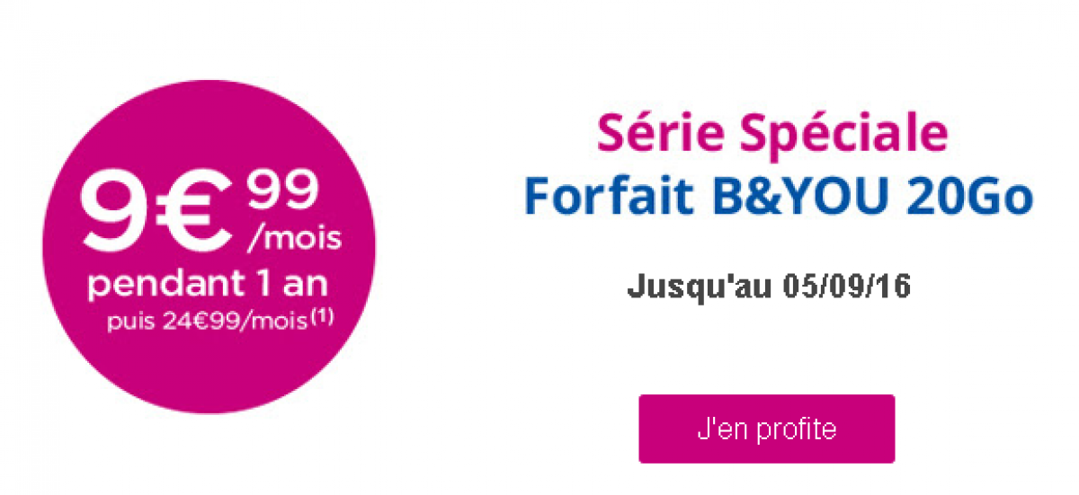 En plus de ses box, Bouygues Télécom lance une promo sur son forfait B&You 20Go