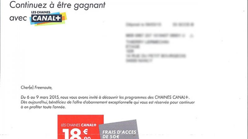 Canal+ envoie un courrier à certains Freenautes pour proposer une offre