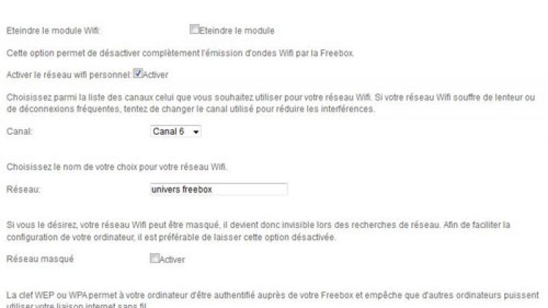 Freebox : suppression du canal wifi automatique
