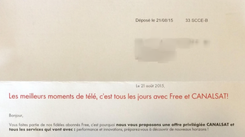 Canalsat envoie un courrier aux « fidèles abonnés Freebox » pour leur faire une offre