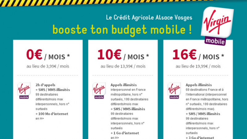 Virgin Mobile et le Crédit Agricole lancent un forfait à 0€