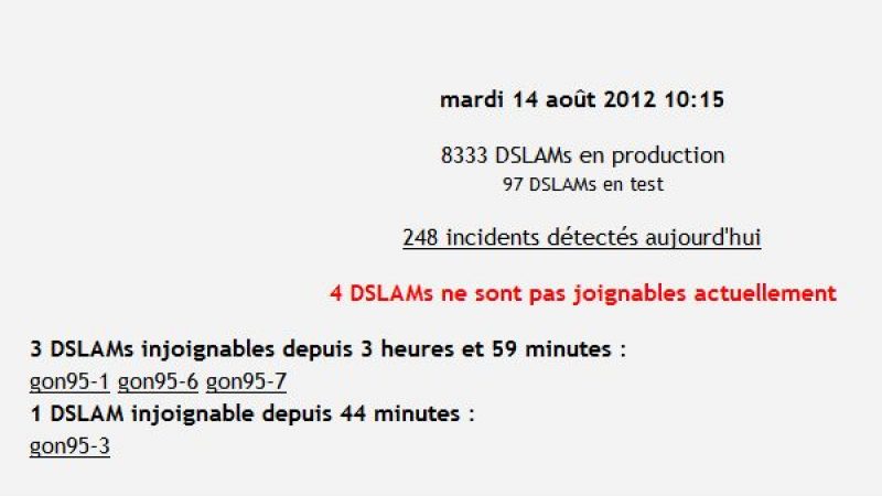 Free : Panne sur les DSLAM en région parisienne