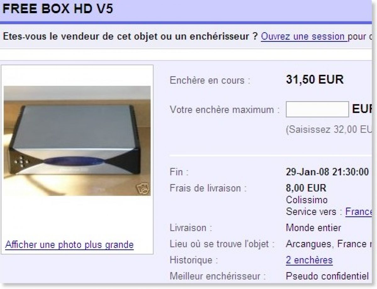 [MàJ] Freebox HD à vendre sur Ebay !