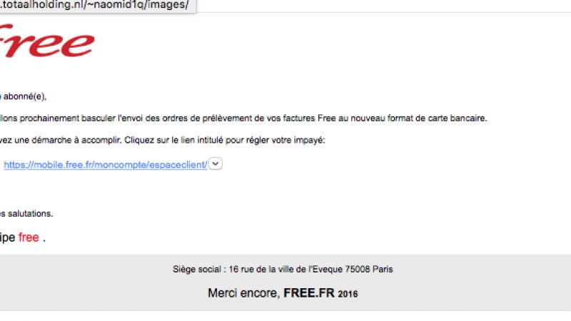 Une nouvelle vague de phishing, déjà utilisée auparavant, vise actuellement les abonnés Free