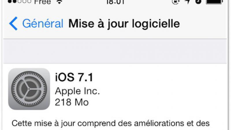 La mise à jour iOS 7.1 est disponible pour les iPhone 4, 4s, 5, 5c et 5s