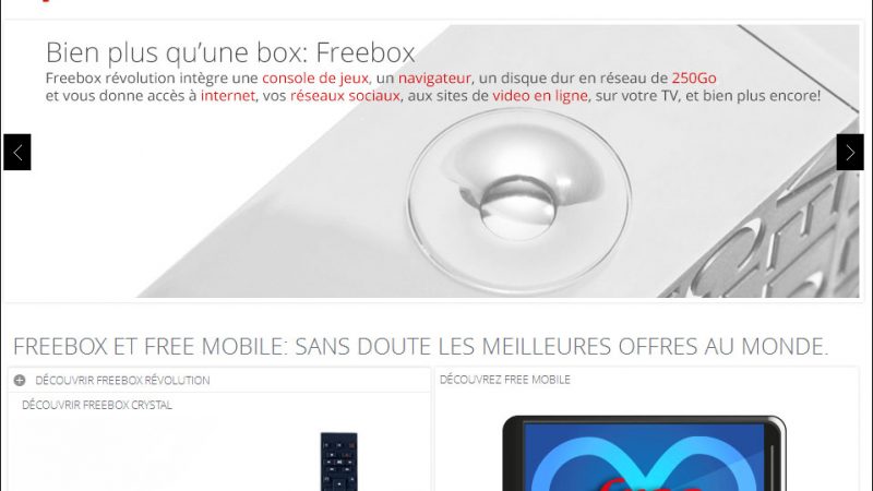 Refonte totale du site Free ADSL avec indication du VDSL2