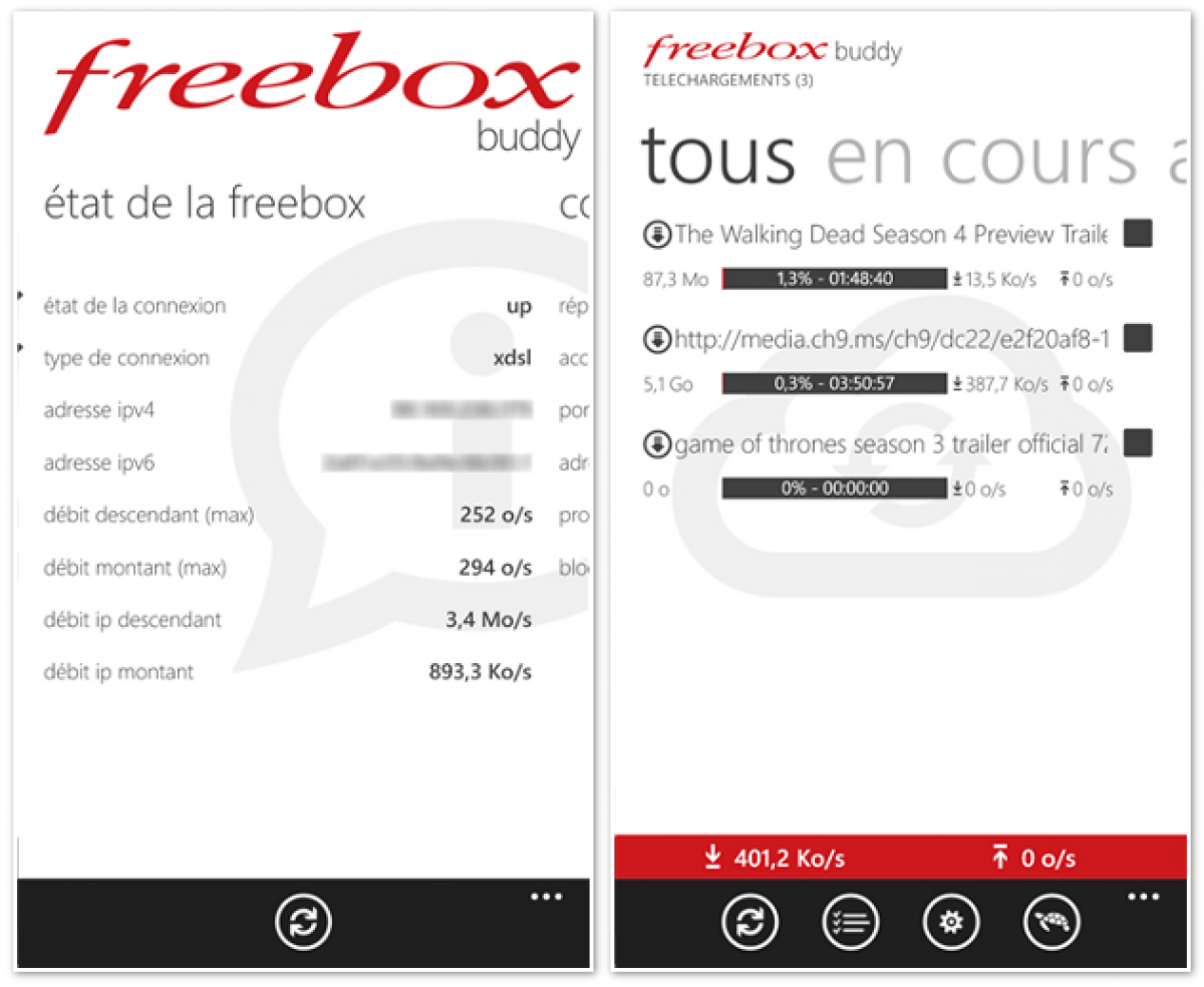 Nouvelle mise à jour pour Freebox Buddy (WP8)
