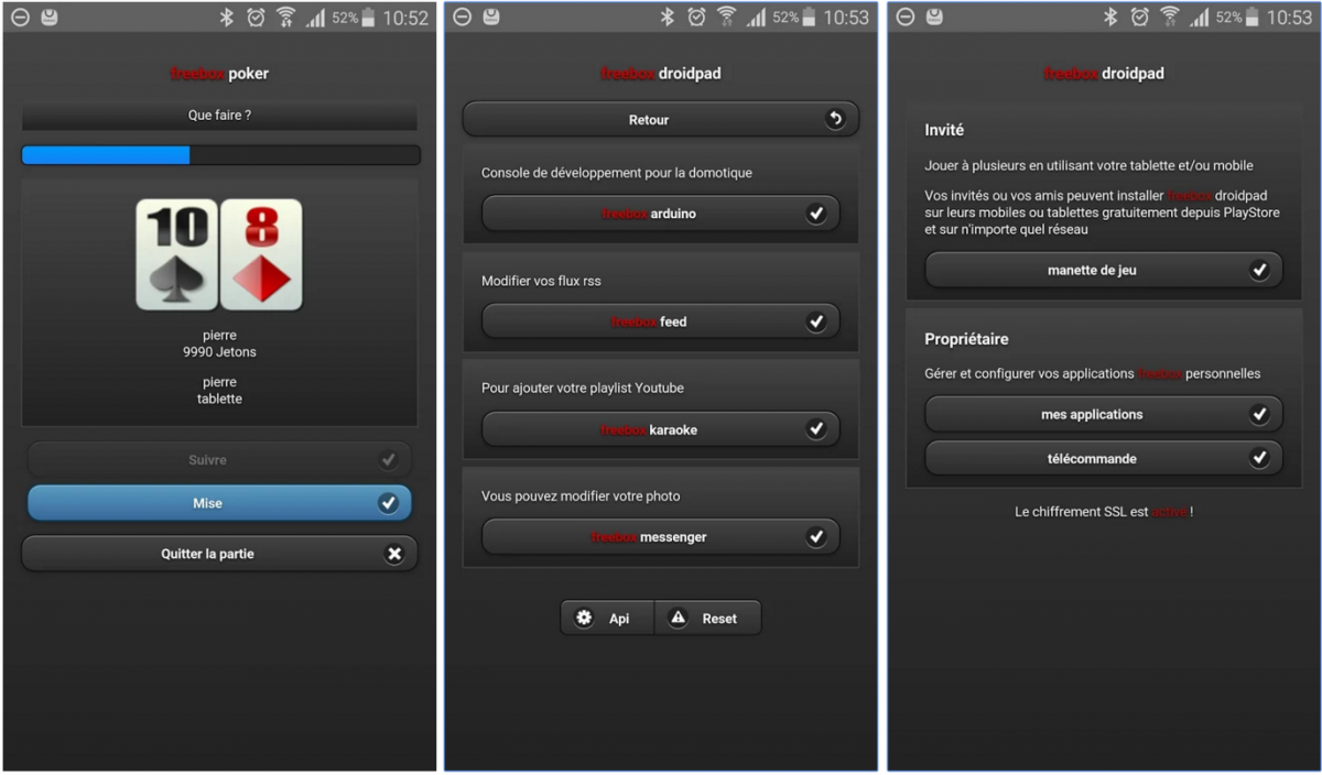 L’application « Freebox Droidpad » a été mise à jour pour accueillir le jeu « Freebox Poker »