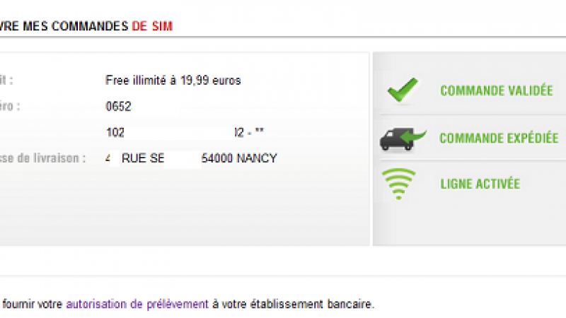 L’interface d’activation de la carte SIM Free Mobile a changé